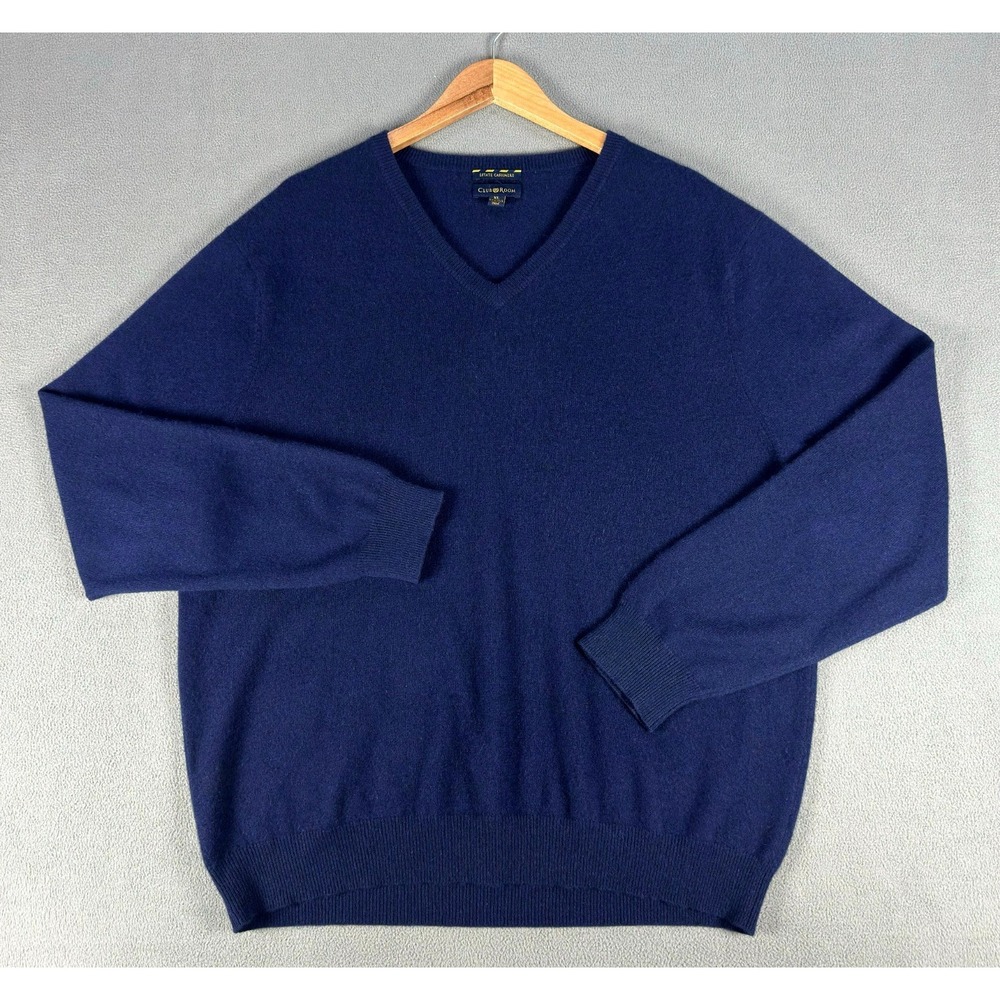 Club Room Sweater Mens XL Navy Blue Estate Cashmere Quiet Luxury Minimalist - Picture 2 of 5